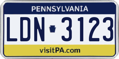PA license plate LDN3123