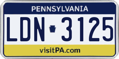 PA license plate LDN3125
