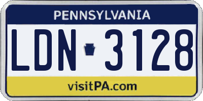 PA license plate LDN3128
