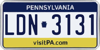 PA license plate LDN3131
