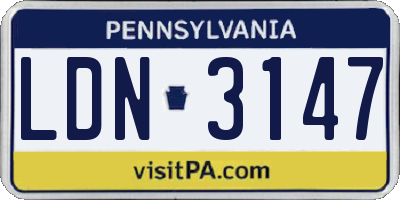 PA license plate LDN3147