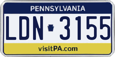 PA license plate LDN3155