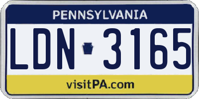 PA license plate LDN3165
