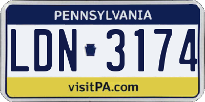 PA license plate LDN3174