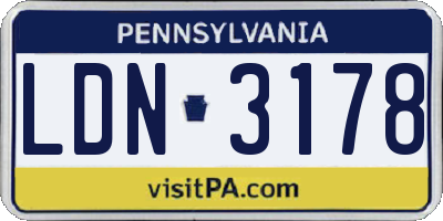 PA license plate LDN3178