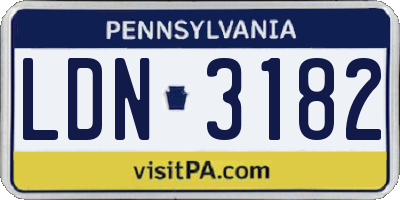 PA license plate LDN3182