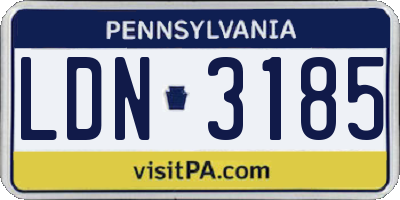 PA license plate LDN3185