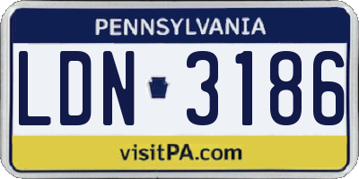 PA license plate LDN3186