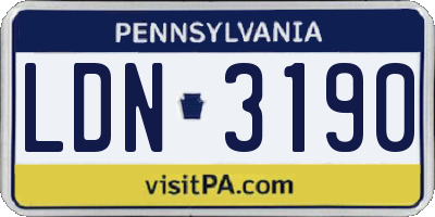 PA license plate LDN3190
