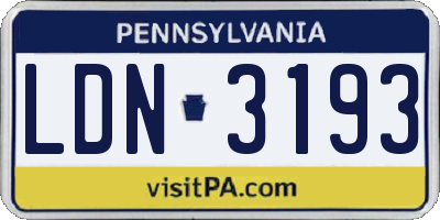 PA license plate LDN3193