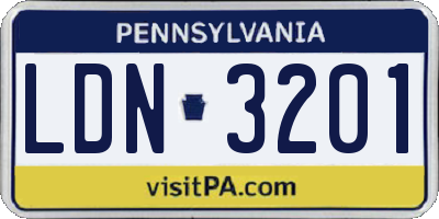 PA license plate LDN3201