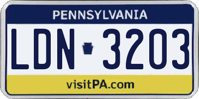 PA license plate LDN3203
