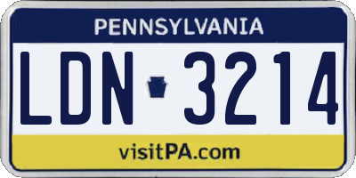 PA license plate LDN3214
