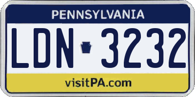 PA license plate LDN3232