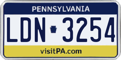 PA license plate LDN3254
