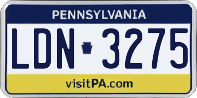 PA license plate LDN3275