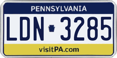 PA license plate LDN3285