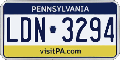PA license plate LDN3294