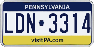PA license plate LDN3314