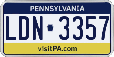 PA license plate LDN3357
