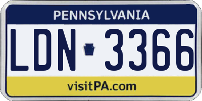 PA license plate LDN3366