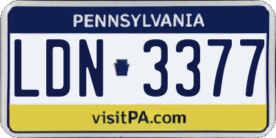 PA license plate LDN3377