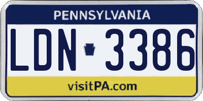 PA license plate LDN3386
