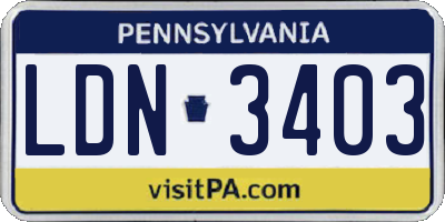 PA license plate LDN3403