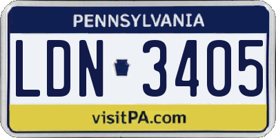 PA license plate LDN3405