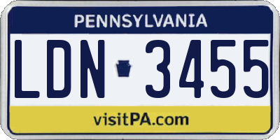 PA license plate LDN3455