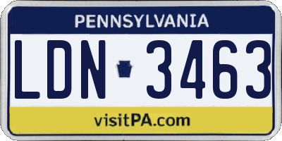 PA license plate LDN3463