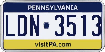 PA license plate LDN3513