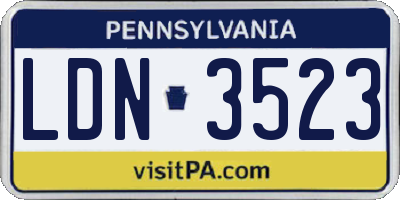 PA license plate LDN3523