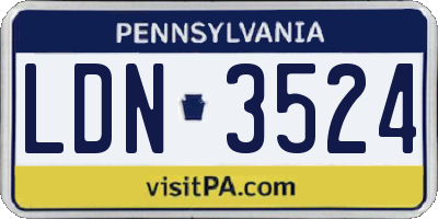 PA license plate LDN3524