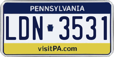 PA license plate LDN3531