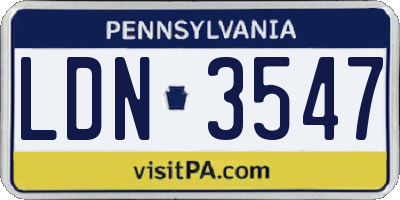 PA license plate LDN3547