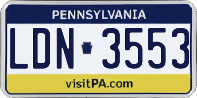 PA license plate LDN3553