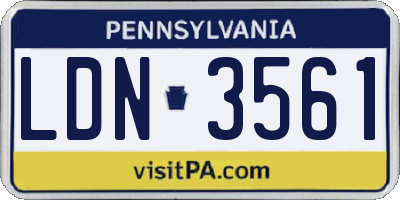 PA license plate LDN3561