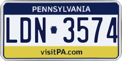 PA license plate LDN3574