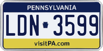 PA license plate LDN3599