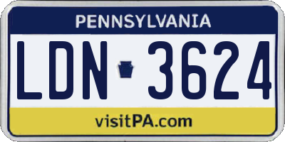 PA license plate LDN3624