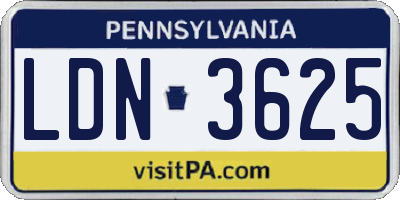 PA license plate LDN3625
