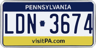 PA license plate LDN3674