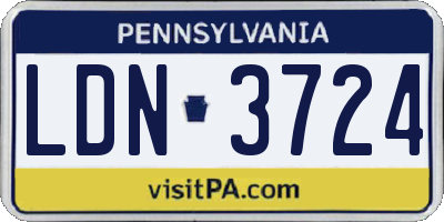 PA license plate LDN3724