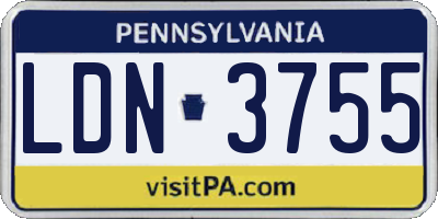 PA license plate LDN3755