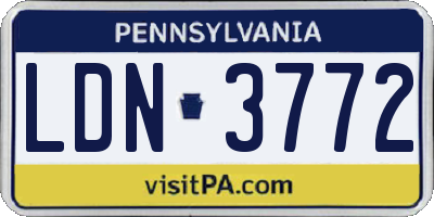 PA license plate LDN3772