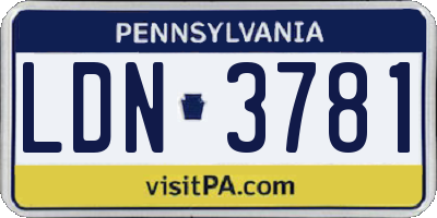 PA license plate LDN3781