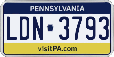 PA license plate LDN3793