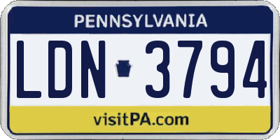 PA license plate LDN3794