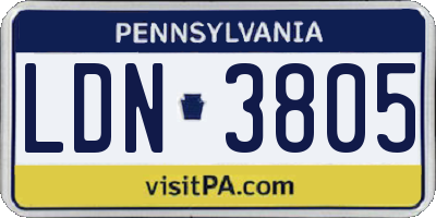 PA license plate LDN3805
